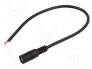 Cable; 2x0.5mm2; wires,DC 5,5/2,5 socket; straight; black; 0.25m BQ CABLE