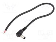 Cable; 2x0.5mm2; wires,DC 5,5/2,5 plug; angled; black; 0.25m BQ CABLE