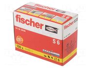Plastic anchor; without screw; 6x30; S; 100pcs; 6mm FISCHER