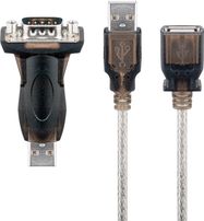 USB-to-Serial Adapter, transparent, 1.5 m, black - USB 2.0 male (type A) > D-SUB/RS-232 male (9-pin)