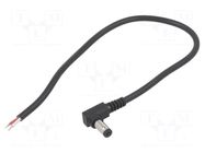 Cable; 2x0.5mm2; wires,DC 5,5/2,1 plug; angled; black; 0.25m BQ CABLE