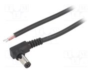 Cable; 2x0.5mm2; wires,DC 5,5/2,1 plug; angled; black; 1.5m BQ CABLE