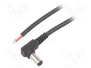 Cable; 2x0.5mm2; wires,DC 5,5/2,1 plug; angled; black; 2m; Core: Cu BQ CABLE