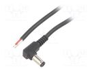 Cable; 2x0.5mm2; wires,DC 5,5/2,5 plug; angled; black; 1.5m BQ CABLE