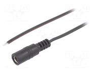 Cable; 2x0.35mm2; wires,DC 5,5/2,5 socket; straight; black; 1.5m BQ CABLE