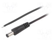 Cable; 2x0.35mm2; wires,DC 5,5/2,5 plug; straight; black; 1.5m BQ CABLE