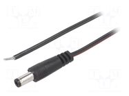 Cable; 2x0.35mm2; wires,DC 5,5/2,5 plug; straight; black; 2m BQ CABLE