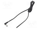 Cable; 2x0.5mm2; wires,DC 5,5/2,5 plug; angled; black; 1.5m WEST POL