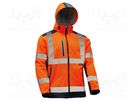 Softshell jacket; Size: S; orange-navy blue; warning VIZWELL