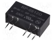 Converter: DC/DC; 1W; Uin: 4.5÷5.5V; Uout: 12VDC; Uout2: -12VDC; SIP7 RECOM