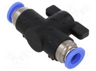 Shutoff valve; 0÷10bar; nickel plated brass,PBT; 8mmx2; 0÷60°C PNEUMAT