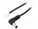 Cable; 1x0.5mm2; wires,DC 5,5/2,5 plug; angled; black; 0.5m WEST POL