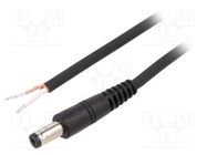 Cable; 1x0.75mm2; wires,DC 5,5/1,7 plug; straight; black; 1.5m WEST POL