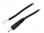 Cable; 1x0.75mm2; wires,DC 2,35/0,7 plug; straight; black; 1.5m WEST POL