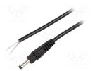Cable; 1x0.5mm2; wires,DC 3,5/1,3 plug; straight; black; 1.5m WEST POL