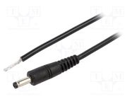Cable; 1x0.5mm2; wires,DC 4,0/1,7 plug; straight; black; 0.5m WEST POL