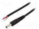 Cable; 1x1mm2; wires,DC 4,0/1,7 plug; straight; black; 0.5m WEST POL