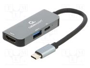 Hub USB; HDMI socket,USB A socket,USB C socket,USB C plug GEMBIRD