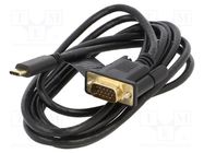 Adapter; USB 3.1; D-Sub 15pin HD plug,USB C plug; 2m; black GEMBIRD