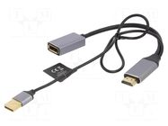 Adapter; DisplayPort socket,HDMI plug,USB A plug; 0.1m; black GEMBIRD