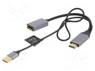 Adapter; DisplayPort socket,HDMI plug,USB A plug; 0.1m; black GEMBIRD
