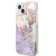 Guess GUHCP13SLFLSU iPhone 13 mini 5.4&quot; purple/purple hardcase Flower Liquid Glitter, Guess