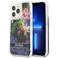 Guess Flower Liquid Glitter case for iPhone 13 Pro Max - blue, Guess