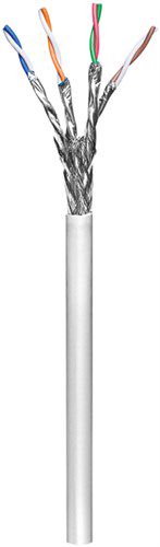 CAT 6 network cable, S/FTP (PiMF), grey, 305 m - copper-clad aluminium wire (CCA), AWG 26/7, PVC cable sheath