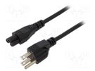 Cable; 3x18AWG; IEC C13 female,NEMA 5-15 (B) plug; PVC; 1.8m LIAN DUNG