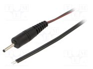 Cable; 2x0.35mm2; wires,DC 2,35/0,7 plug; straight; black; 1.5m WEST POL