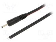 Cable; 2x0.75mm2; wires,DC 2,35/0,7 plug; straight; black; 1.5m WEST POL