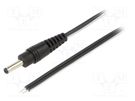 Cable; 2x0.5mm2; wires,DC 3,5/1,3 plug; straight; black; 0.5m WEST POL