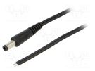 Cable; 2x0.5mm2; wires,DC 5,5/2,5 plug; straight; black; 1.5m WEST POL