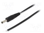 Cable; 2x0.5mm2; wires,DC 4,0/1,7 plug; straight; black; 0.5m WEST POL
