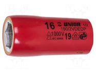 Socket; 6-angles,insulated,socket spanner; HEX 16mm; 1/2" UNIOR