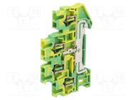 Splice terminal: rail; ways: 2; terminals: 4; yellow-green; STTB PHOENIX CONTACT