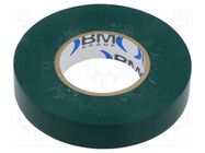 Tape: electrical insulating; W: 15mm; L: 25m; Thk: 0.15mm; green BM GROUP