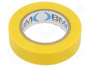 Tape: electrical insulating; W: 15mm; L: 10m; Thk: 0.15mm; yellow BM GROUP