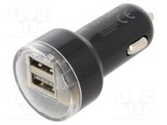 USB power supply; USB A socket x2; Sup.volt: 12÷24VDC; 5V/2.1A GEMBIRD