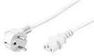 Angled IEC Cord, 1.5 m, White, 1.5 m - safety plug (type F, CEE 7/7) > Device socket C13 (IEC connection)