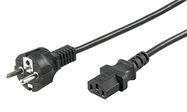 IEC Cord, 3 m, Black, 3 m - safety plug hybrid (type E/F, CEE 7/7) > Device socket C13 (IEC connection)