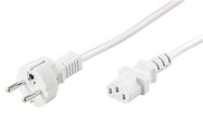 IEC Cord, 1.5 m, White, 1.5 m - safety plug hybrid (type E/F, CEE 7/7) > Device socket C13 (IEC connection)