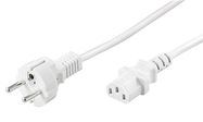 IEC Cord, 2 m, White, (3*0.75 mm²), 2 m - safety plug hybrid (type E/F, CEE 7/7) > Device socket C13 (IEC connection)