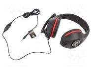 Headphones with microphone; black,red; Jack 3,5mm; headphones GEMBIRD