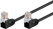 CAT 5e Patch Cable 2x 90° Angled, U/UTP, black, 0.25 m - copper-clad aluminium wire (CCA), 2x RJ45 male 90° (8P8C)