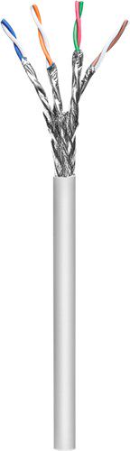CAT 6A Network Cable, S/FTP (PiMF), grey, 305 m - Copper conductor (CU), AWG 26/7 (stranded), halogen-free cable sheath (LSZH)