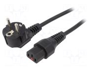 Cable; CEE 7/7 (E/F) plug angled,IEC C13 female; 4m; black; 10A SCHAFFNER / TE Connectivity