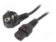 Cable; CEE 7/7 (E/F) plug angled,IEC C13 female; 3m; black; 10A SCHAFFNER / TE Connectivity