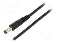 Cable; 2x0.5mm2; wires,DC 5,5/1,7 plug; straight; black; 0.5m WEST POL