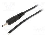 Cable; 2x0.5mm2; wires,DC 2,35/0,7 plug; straight; black; 0.5m WEST POL